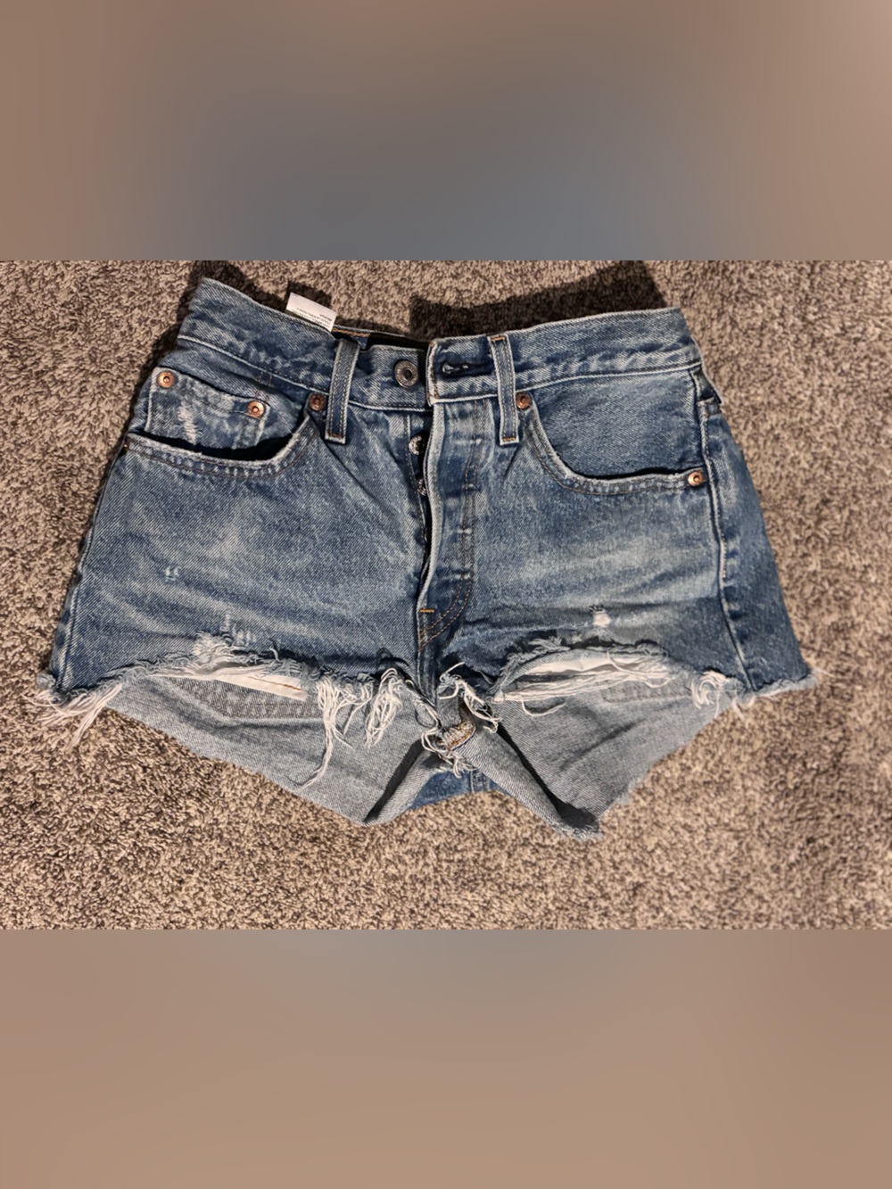 Levi's Women's Light Blue Distressed Denim Cutoff Shorts